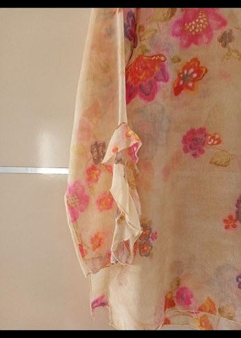 İtalyan çiçek Desenli Transparan Bohem Bluz - Görsel 3