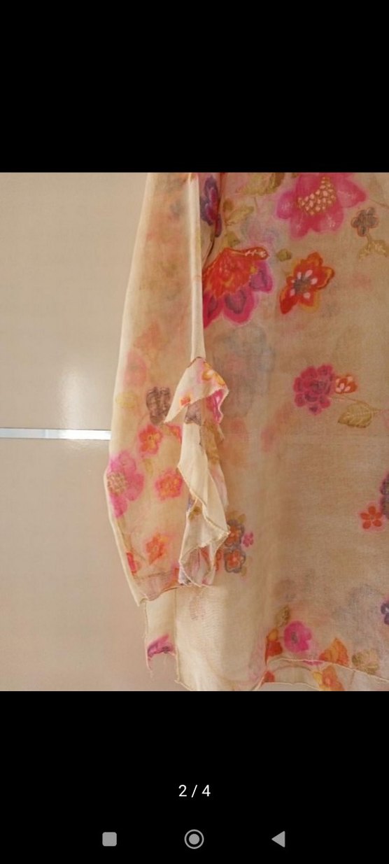 İtalyan çiçek Desenli Transparan Bohem Bluz - Görsel 3