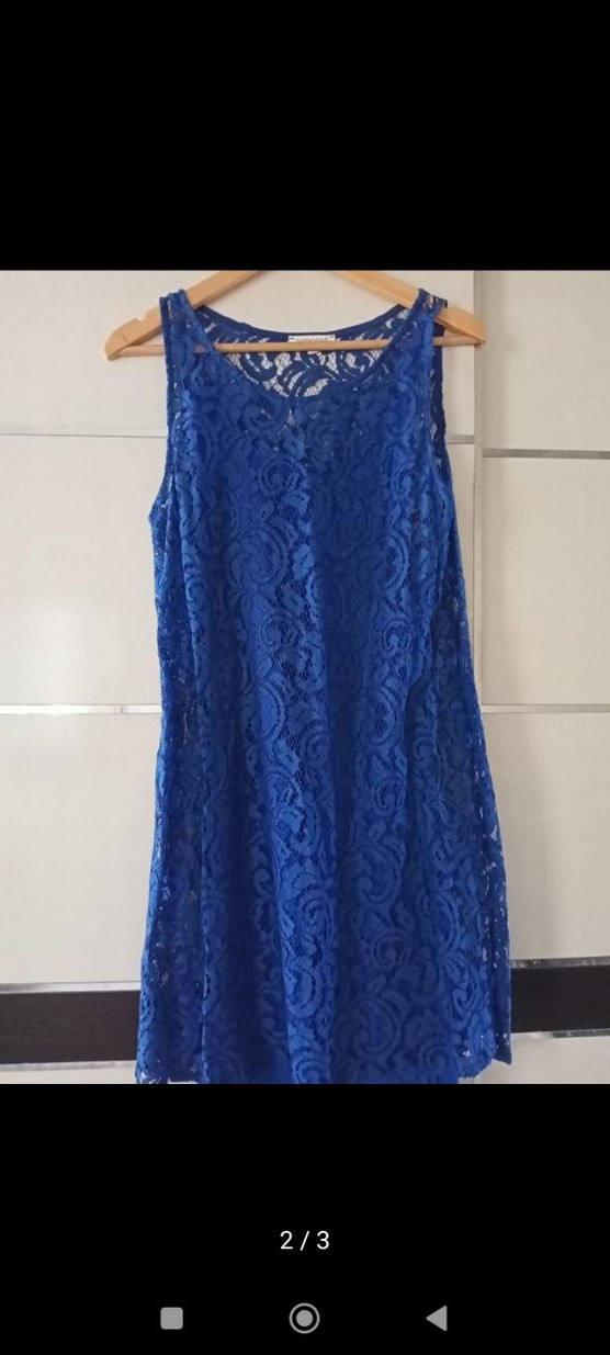 Mavi Dantel Midi Bohem Elbise - Görsel 2