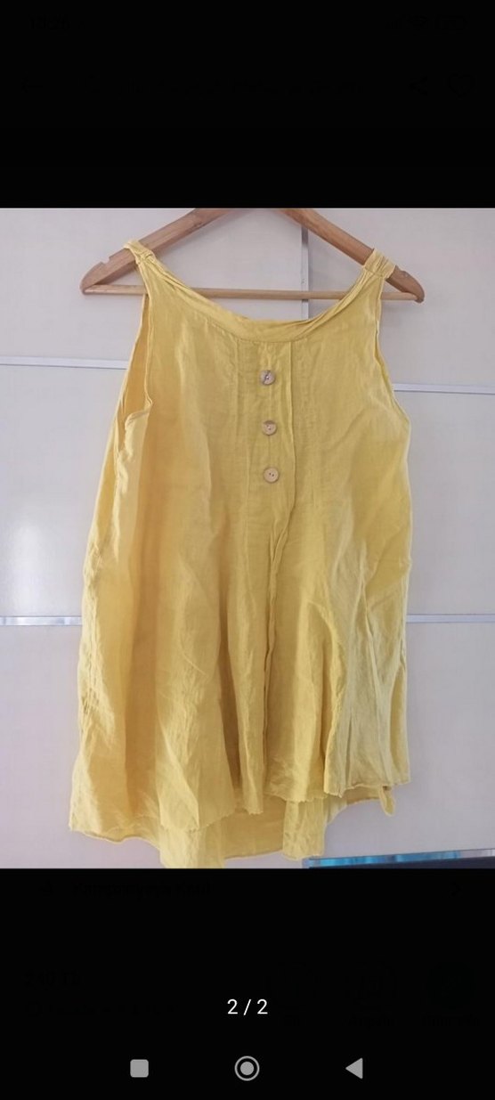 Sarı Kolsuz Bohem Bodrum tarzı bluz - Görsel 2