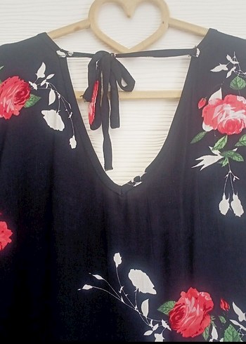 Bohem Siyah V Yaka Midi Elbise - Görsel 6