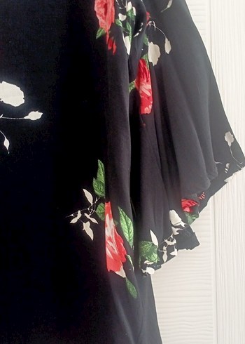 Bohem Siyah V Yaka Midi Elbise - Görsel 5