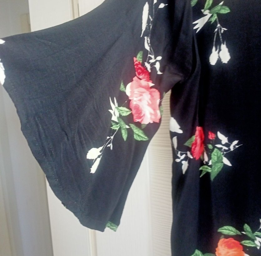 Bohem Siyah V Yaka Midi Elbise - Görsel 4