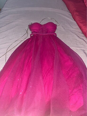Pembe midi elbise