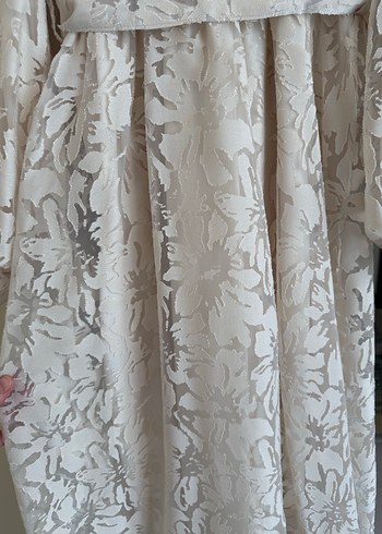 Dantel Detaylı Beyaz Uzun Kollu Kadın Elbise - Görsel 5