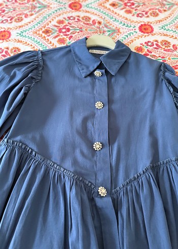 Taş düğmeli detaylı tunik gömlek - Görsel 3