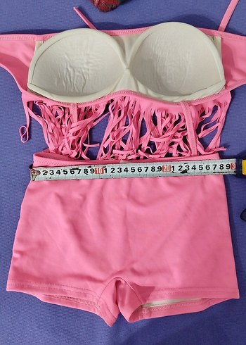 Pembe Fırfırlı Mini Bikini Takımı - Görsel 2