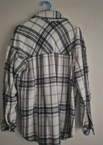 Gri Ekose Desenli Uzun Kollu Kadın Gömlek - Görsel 2