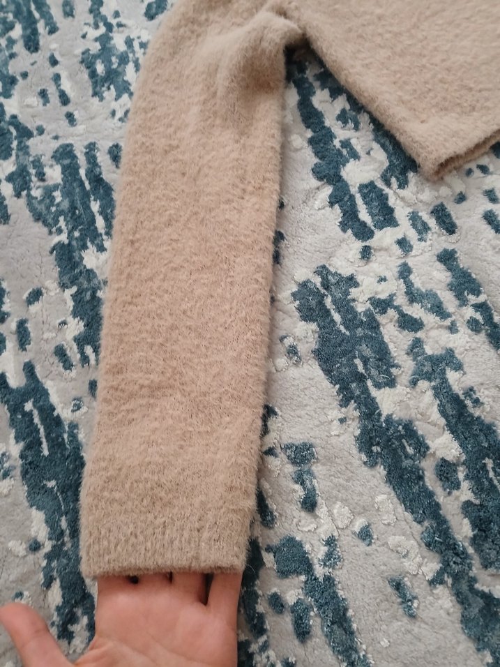 krem rengi crop ceket - Görsel 2