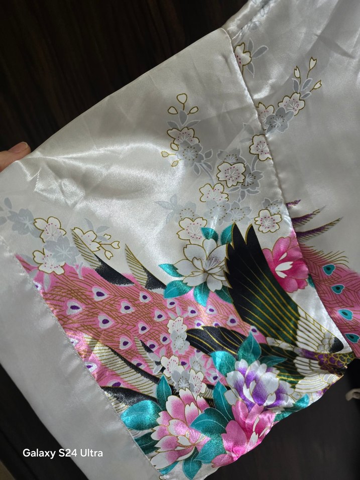 Bohem Desenli Beyaz Midi Kadın Sabahlık-kimono - Görsel 4