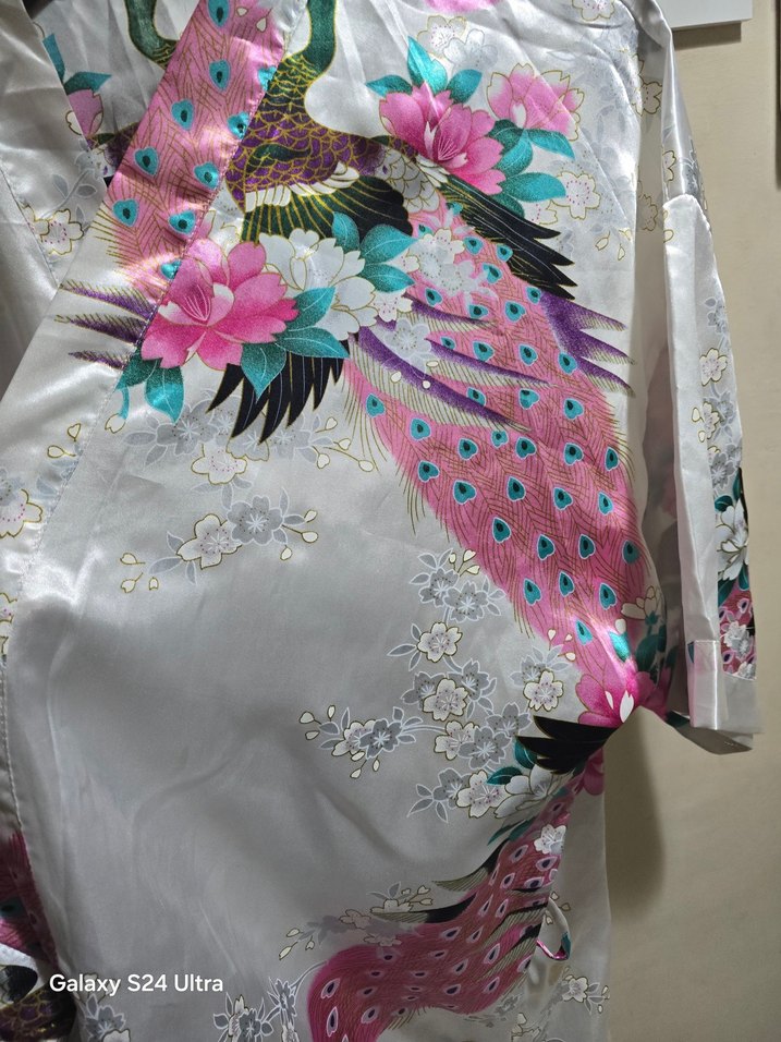 Bohem Desenli Beyaz Midi Kadın Sabahlık-kimono - Görsel 5