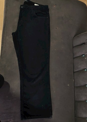 mavi jeans Siyah kadife Düğmeli Kadın Boyfriend Denim Pantolon - Görsel 4