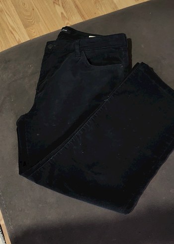 mavi jeans Siyah kadife Düğmeli Kadın Boyfriend Denim Pantolon - Görsel 2