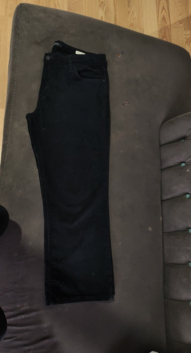 mavi jeans Siyah kadife Düğmeli Kadın Boyfriend Denim Pantolon - Görsel 4