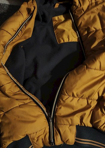 Sarı Kapüşonlu Fermuarlı Erkek Çocuk Mont - Görsel 2