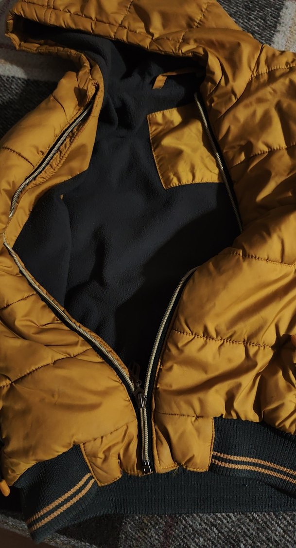 Sarı Kapüşonlu Fermuarlı Erkek Çocuk Mont - Görsel 2