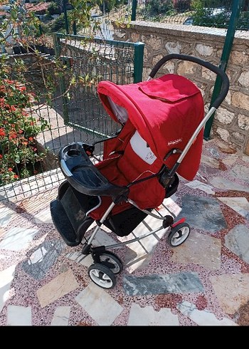 9- 36 kg Beden Kırmızı Bebek Arabası Gri Detaylı