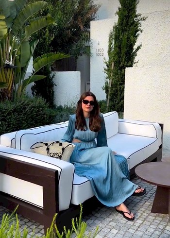 Mango Kadın Mavi Uzun Denim Elbise orijinaldır