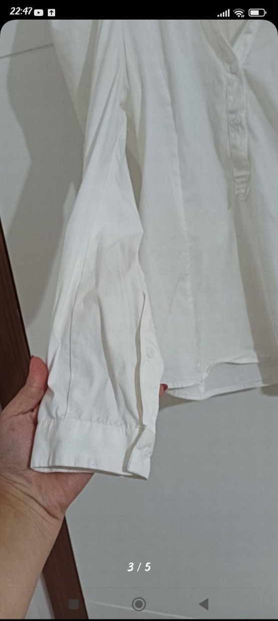 zara Beyaz V Yaka Kadın Gömlek - Görsel 3