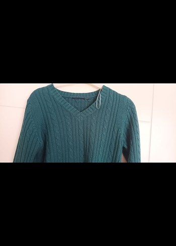 koton Kadın V Yaka Örgü Kazak - Koyu Yeşil - Görsel 2