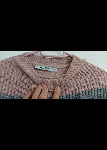 NA-KD Bohem Tarz Gri Çok Renkli Örgü Kadın Kazak - Görsel 3