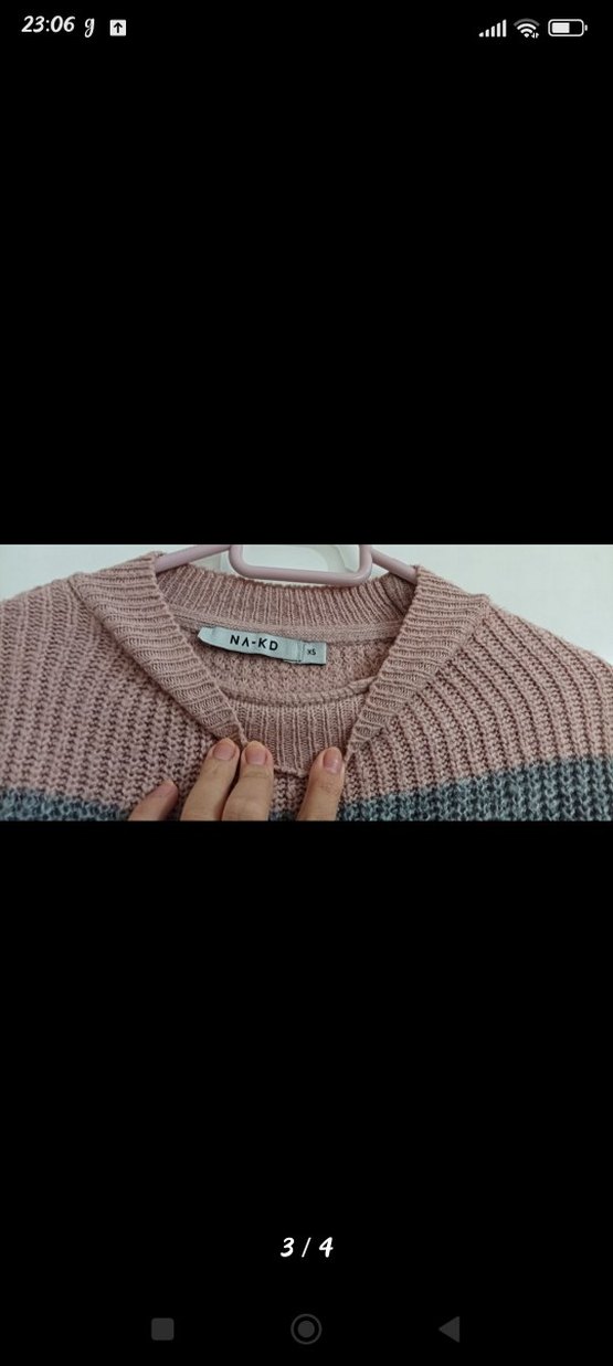 NA-KD Bohem Tarz Gri Çok Renkli Örgü Kadın Kazak - Görsel 3