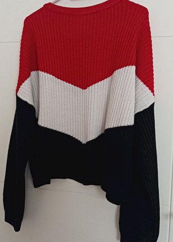 LCW Waikiki Nakışlı Kırmızı Siyah Triko Kadın Kazak - Görsel 4