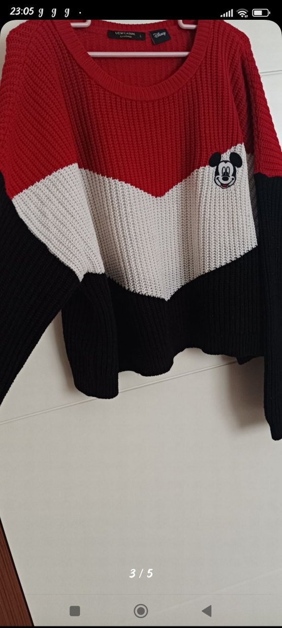 LCW Waikiki Nakışlı Kırmızı Siyah Triko Kadın Kazak - Görsel 2