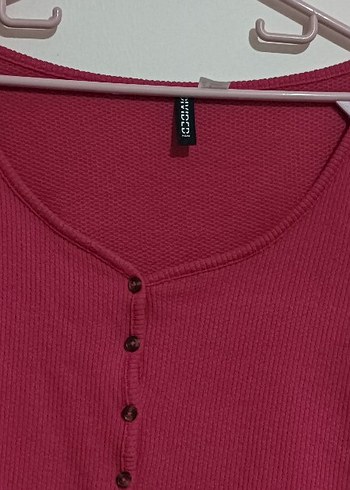 h&m Düğmeli Pembe Kadın Uzun Kollu Triko - Görsel 2