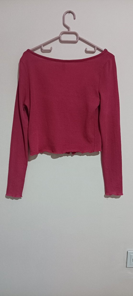 h&m Düğmeli Pembe Kadın Uzun Kollu Triko - Görsel 5