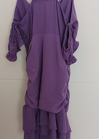 Bershka Mor Drapeli Mini Elbise