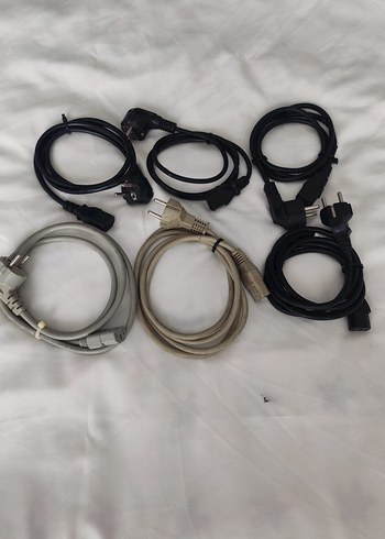 Çeşitli Siyah ve Gri Güç Kablosu Seti - Görsel 2