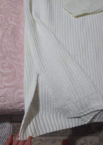 Beyaz Örgü Balıkçı Yaka Kadın Kazak - Görsel 3