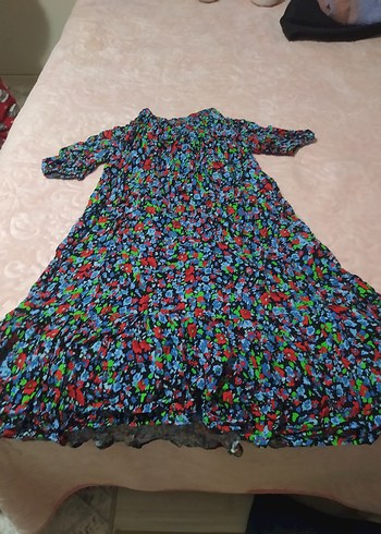 Renkli Bohem Uzun Elbise Fırfırlı - Görsel 2