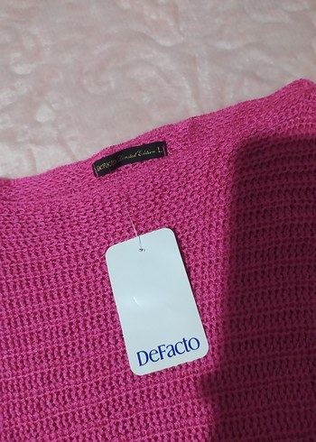 Pembe Örgü Kadın Kazak Boncuk Detaylı - Görsel 2