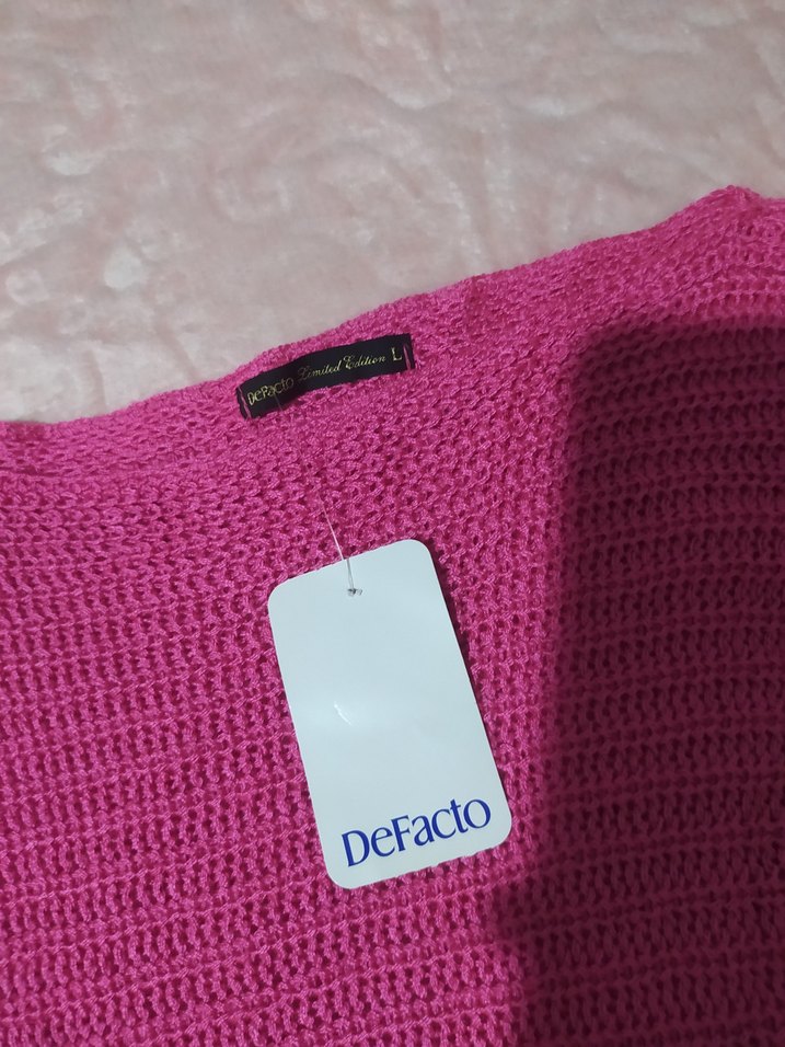 Pembe Örgü Kadın Kazak Boncuk Detaylı - Görsel 2