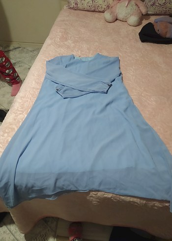 Uzun Mavi Kadın Rahat Elbise - Görsel 2