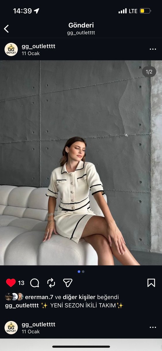 Düğmeli Beyaz Mini Triko Elbise - Görsel 3