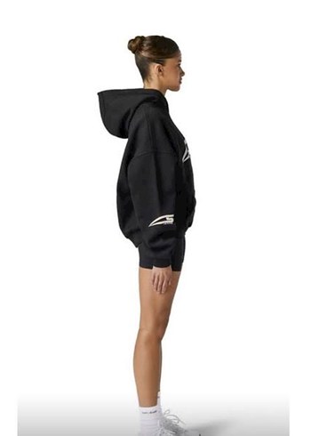 Siyah Oversize Kapüşonlu Sweatshirt - Görsel 2