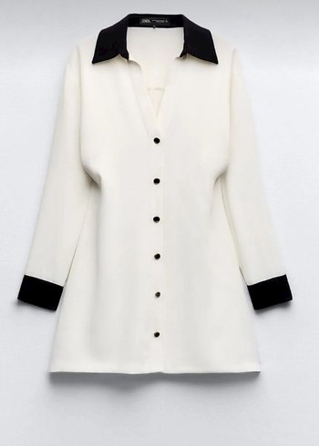 Düğmeli Beyaz Midi Kadın Elbise - Görsel 2