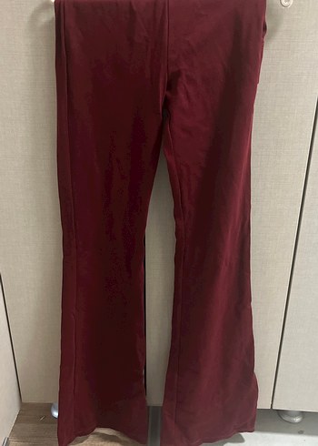 Bershka Bordo Kadın İspanyol Paça Pantolon - Görsel 2