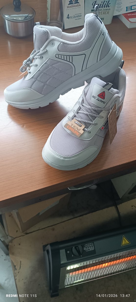 Gri Beyaz Bağcıklı Spor Sneakers - Görsel 5
