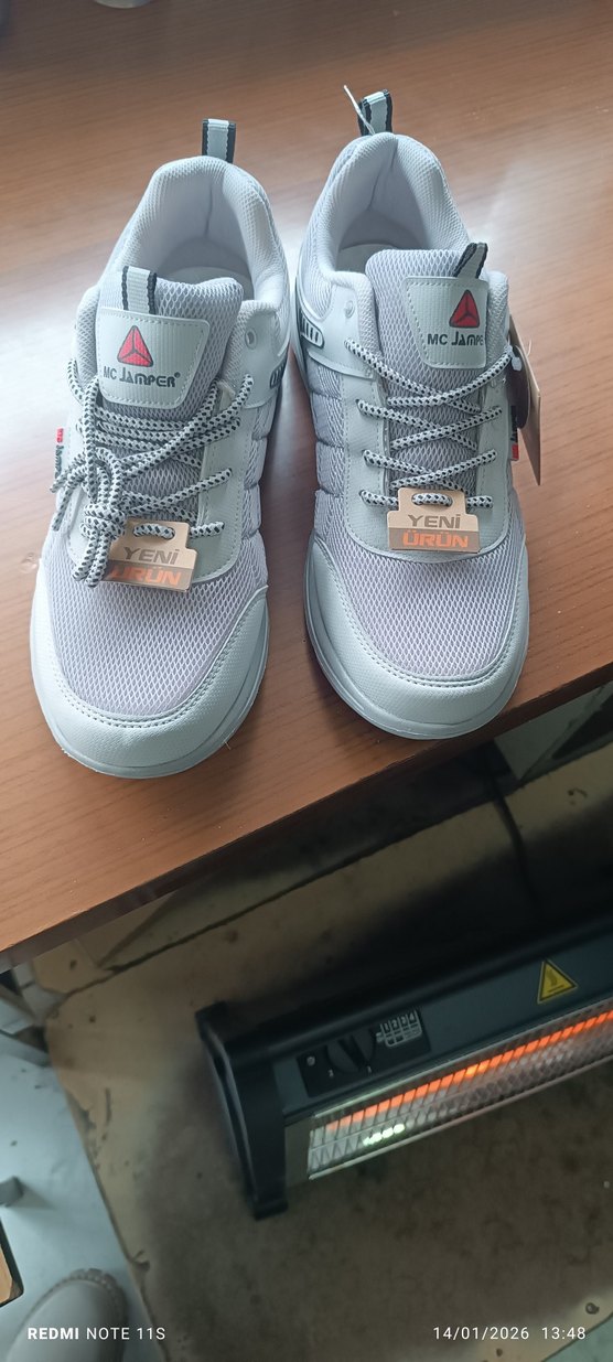 Gri Beyaz Bağcıklı Spor Sneakers - Görsel 3