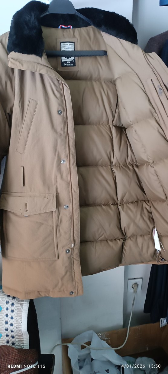 Kürklü Bej Erkek mont - Görsel 3