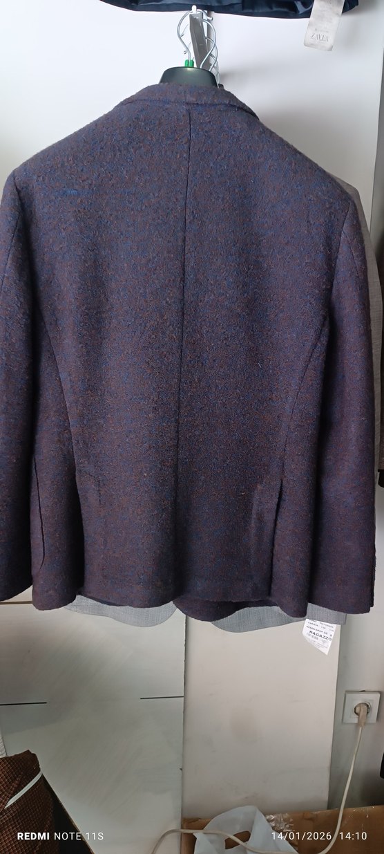 Bordo Yünlü Erkek Ceket, Düğmeli, Normal Boy - Görsel 4