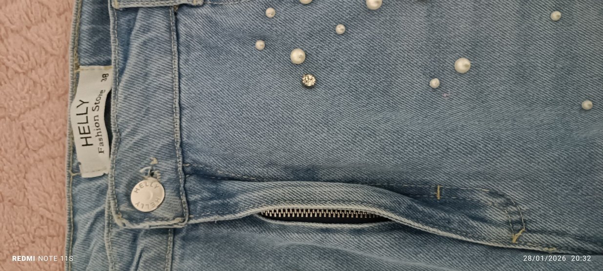 Mavi Payetli Rahat Kesim Kadın Kot Pantolon - Görsel 2