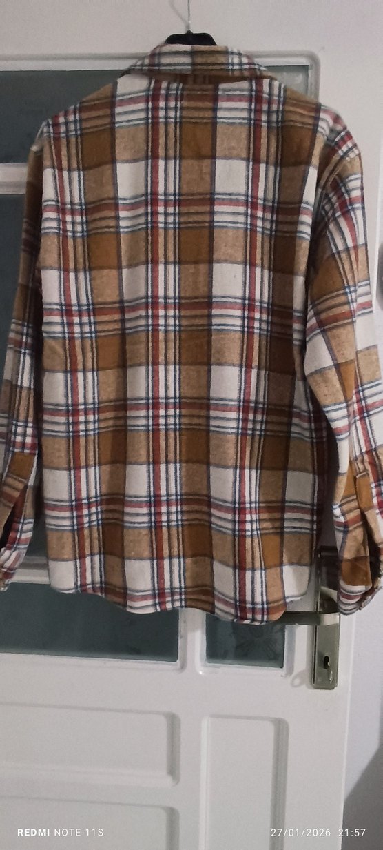 Düğmeli Kahverengi Ekose erkek Gömlek - Görsel 3