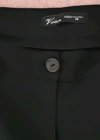 Siyah Midi Kadın Kumaş  İspanya paça Pantolon - Görsel 2