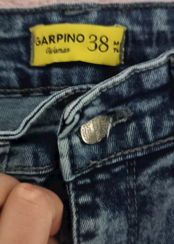 Kadın Gri Batik Desenli Bol Kesim Midi Kot Pantolon - Görsel 5