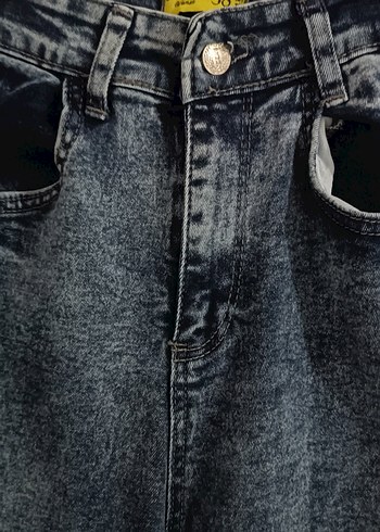 Kadın Gri Batik Desenli Bol Kesim Midi Kot Pantolon - Görsel 3